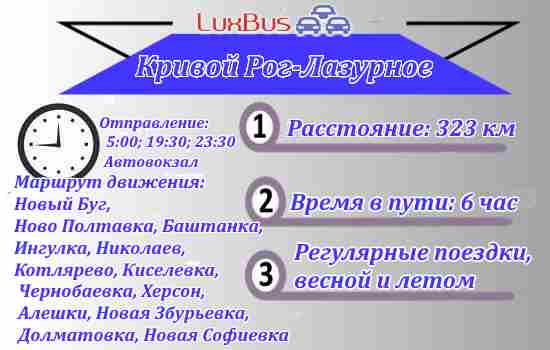 Поездки Кривой Рог-Лазурное